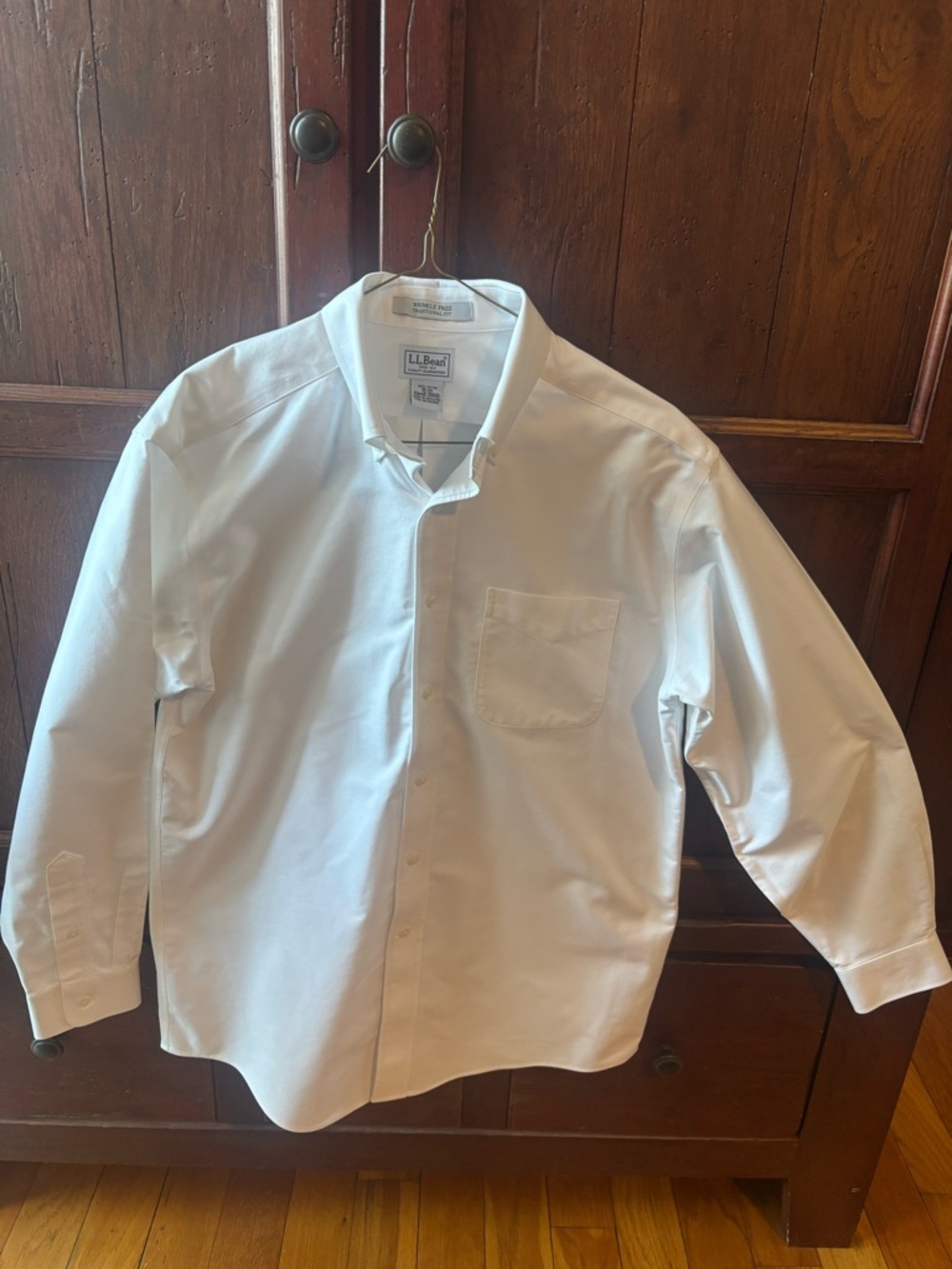 L.L. Bean White Men's Button-Down Dress Shirt